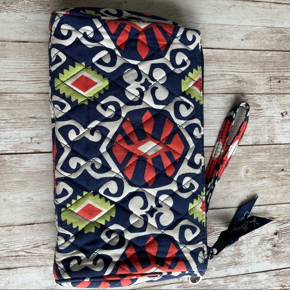 VERA BRADLEY BLUE ORANGE WRISTLET WALLET CLUTCH - Picture 8 of 8